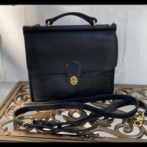 Coach willis classic messenger vintage black leather bag 9927